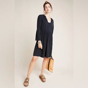 Anthropologie Maeve Simonetta Black Loose Tunic Dress Size Medium